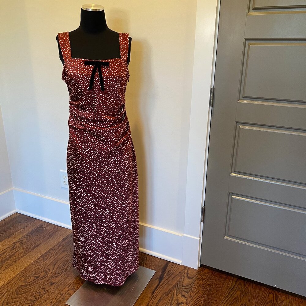 NWT Wayf ruched midi dress sz S in red - Picture 2 of 13